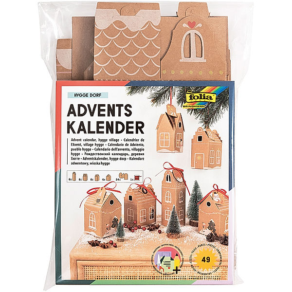 folia Adventskalender Bastelset Hygge Dorf 49-teilig