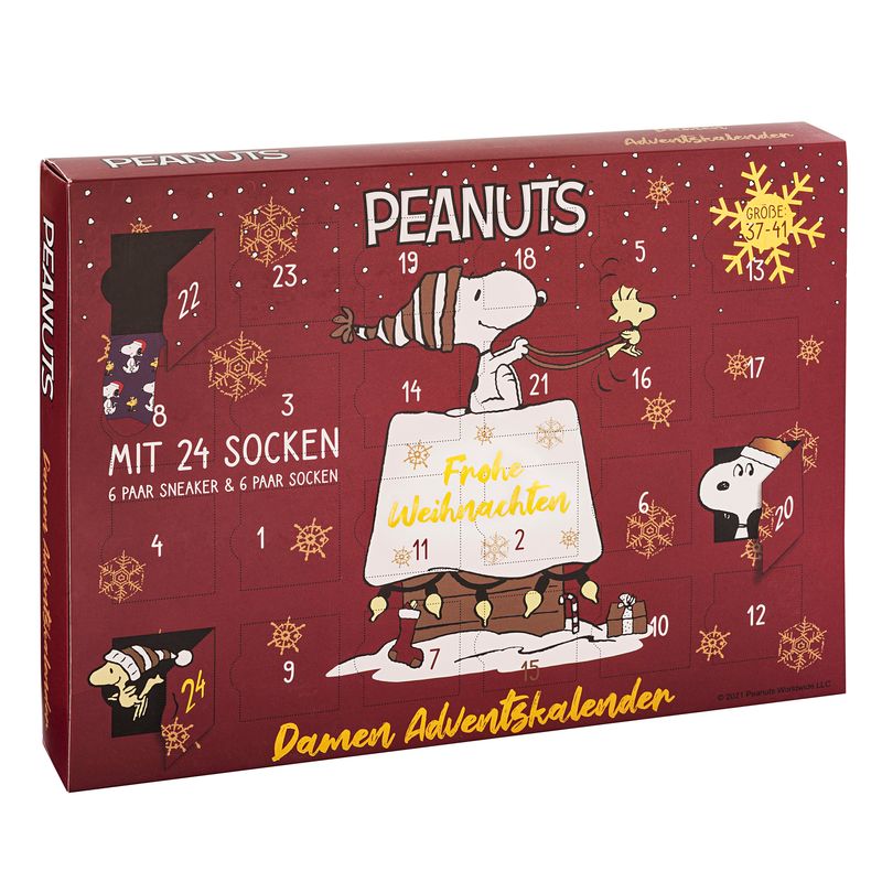 Adventskalender Damen Socken Peanuts Größe 37-41 - Kalender bestellen