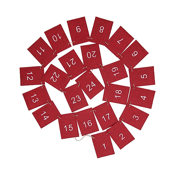 RICO DESIGN Adventskalender GIRLANDE, 2,5m (Farbe: rot)