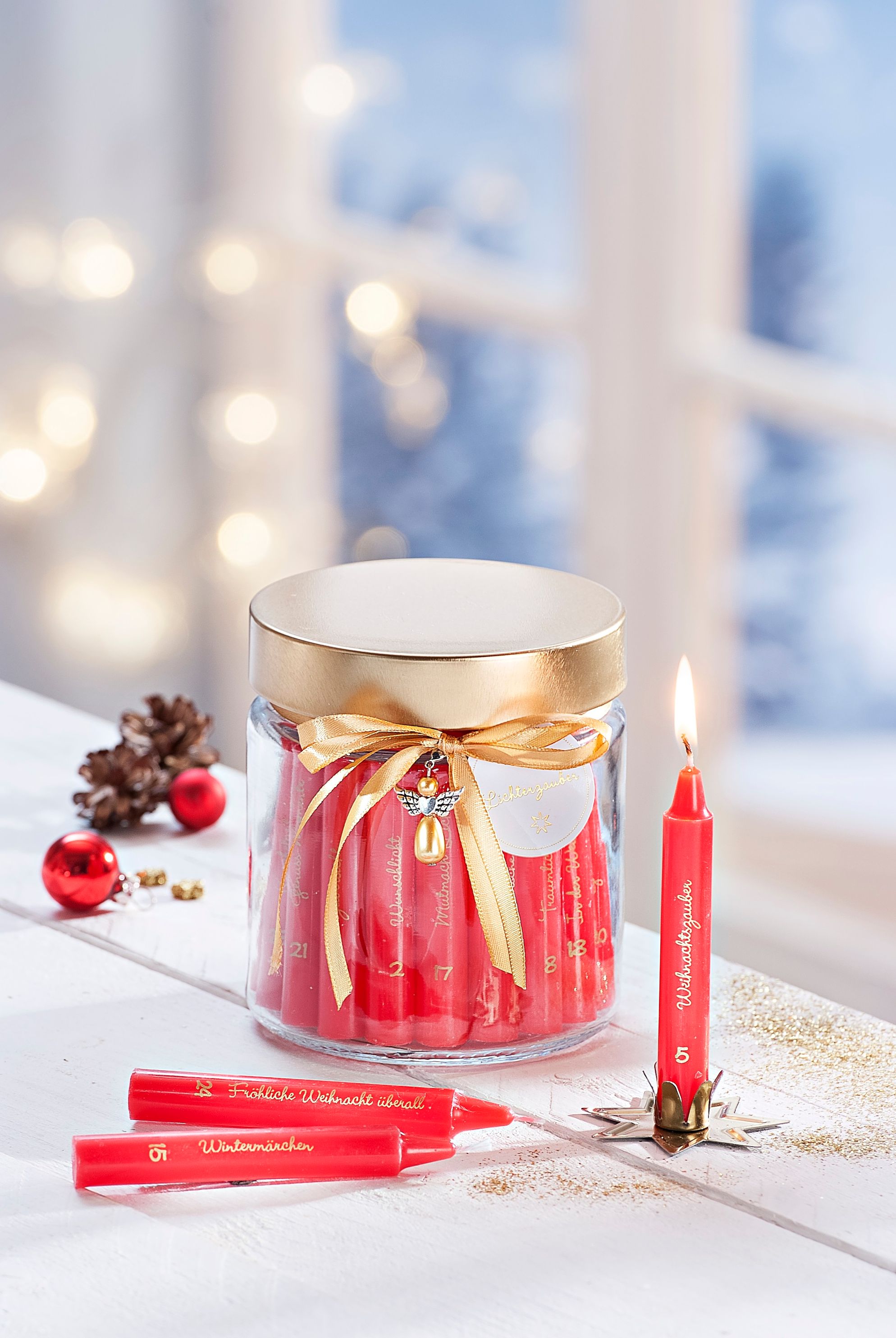 Weltbild.ch - Kommentare zu Adventskalender Lichterzauber mit 24 Wunsch- Kerzen im Glas Farbe: rot