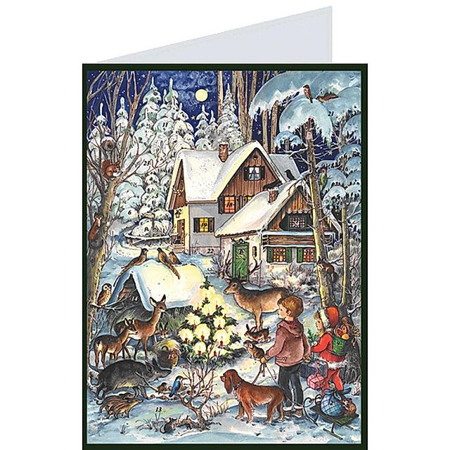 Adventskalender Postkarte Waldweihnacht - Kalender bestellen