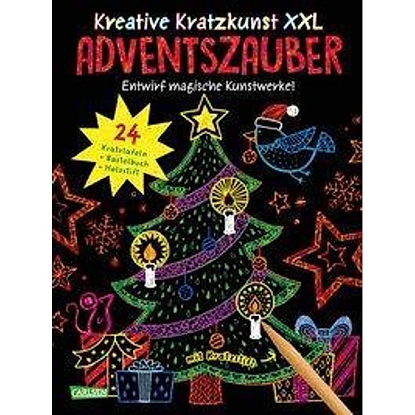 Adventszauber XXL: Set mit 24 Kratzbildern, Anleitungsbuch und Holzstift / Kreative Kratzkunst XXL Bd.4, Christine Mildner