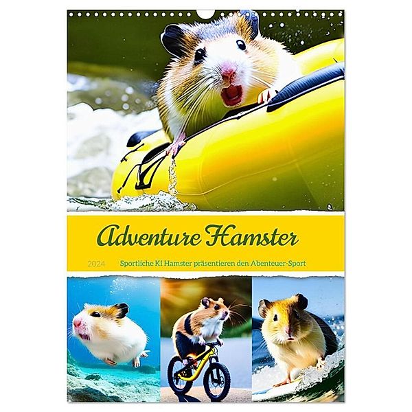 Adventure Hamster - Sportliche KI Hamster präsentieren den Abenteuer-Sport (Wandkalender 2024 DIN A3 hoch), CALVENDO Monatskalender, Fred Schimak