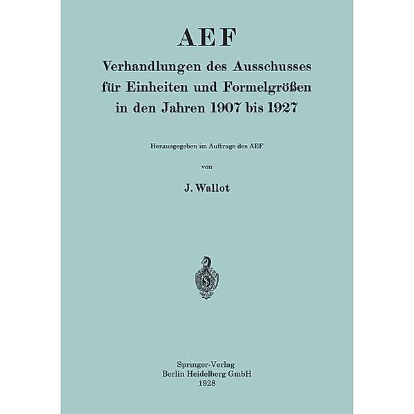 AEF Verhandlungen des Ausschusses für Einheiten und Formelgrößen in den Jahren 1907 bis 1927, Juluis Wallot