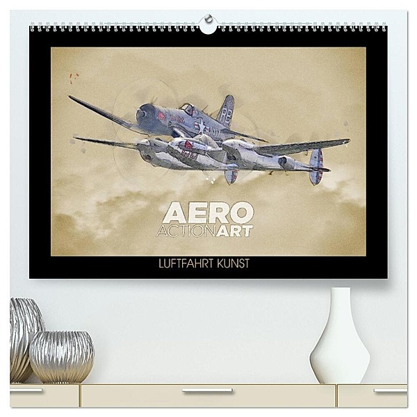 Aero Action Art - Luftfahrt Kunst (hochwertiger Premium Wandkalender 2024 DIN A2 quer), Kunstdruck in Hochglanz, Nick Delhanidis