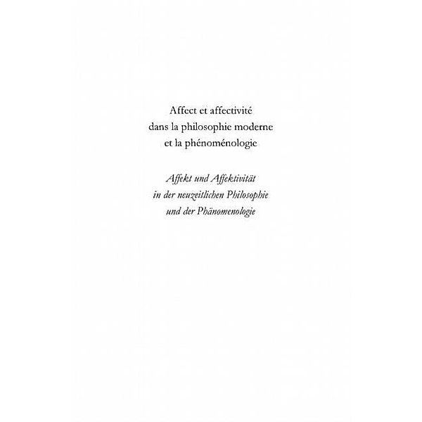 Affect et affectivite dans la philosophie moderne / Hors-collection, Collectif