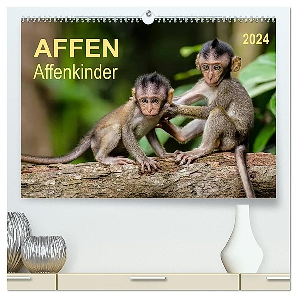 Affen - Affenkinder (hochwertiger Premium Wandkalender 2024 DIN A2 quer), Kunstdruck in Hochglanz, Peter Roder