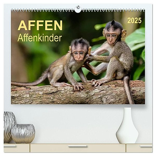 Affen - Affenkinder (hochwertiger Premium Wandkalender 2025 DIN A2 quer), Kunstdruck in Hochglanz, Calvendo, Peter Roder