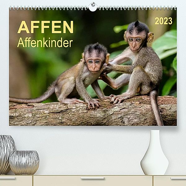 Affen - Affenkinder (Premium, hochwertiger DIN A2 Wandkalender 2023, Kunstdruck in Hochglanz), Peter Roder