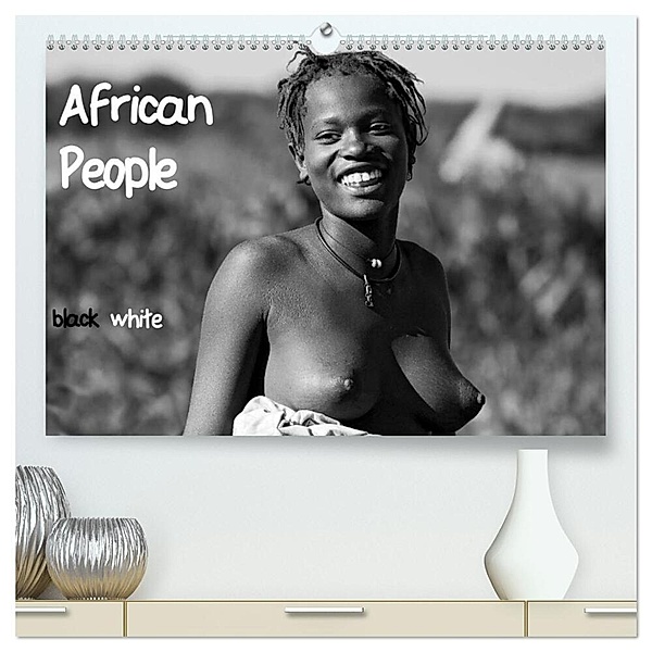African People black white (hochwertiger Premium Wandkalender 2024 DIN A2 quer), Kunstdruck in Hochglanz, Michael Voß / www.vossiem.de
