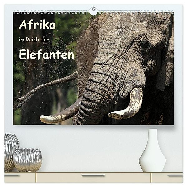 Afrika - im Reich der Elefanten (hochwertiger Premium Wandkalender 2024 DIN A2 quer), Kunstdruck in Hochglanz, Michael Herzog