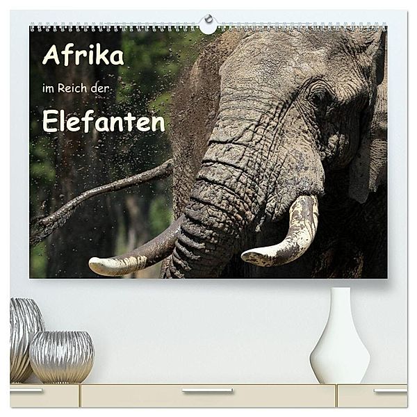 Afrika - im Reich der Elefanten (hochwertiger Premium Wandkalender 2025 DIN A2 quer), Kunstdruck in Hochglanz, Calvendo, Michael Herzog