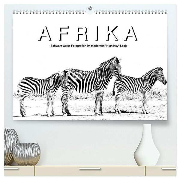 AFRIKA - Schwarz-weiss Fotografien im modernen High Key Look (hochwertiger Premium Wandkalender 2025 DIN A2 quer), Kunstdruck in Hochglanz, Calvendo, Robert Styppa