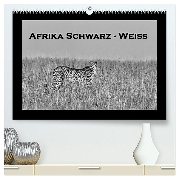 Afrika Schwarz - Weiss (hochwertiger Premium Wandkalender 2024 DIN A2 quer), Kunstdruck in Hochglanz, Angelika Stern