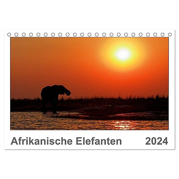 Afrikanische Elefanten (Tischkalender 2024 DIN A5 quer), CALVENDO Monatskalender, Gerald Wolf