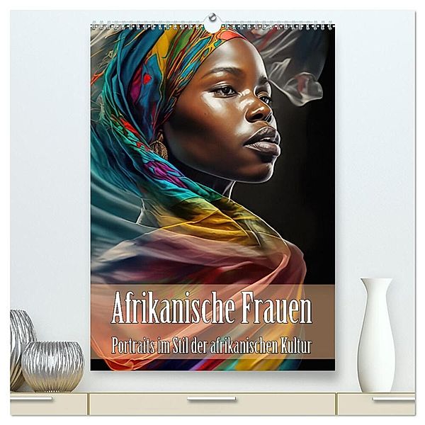 Afrikanische Frauen - Portraits im Stil der afrikanischen Kultur (hochwertiger Premium Wandkalender 2024 DIN A2 hoch), Kunstdruck in Hochglanz, Liselotte Brunner-Klaus