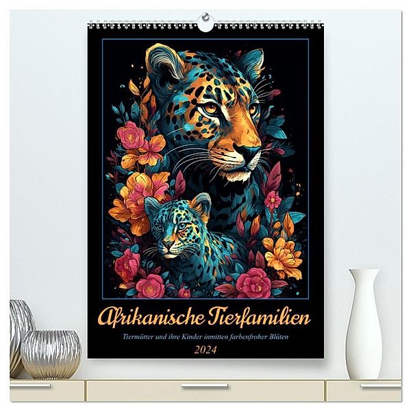 Afrikanische Tierfamilien (hochwertiger Premium Wandkalender 2024 DIN A2 hoch), Kunstdruck in Hochglanz, Kerstin Waurick