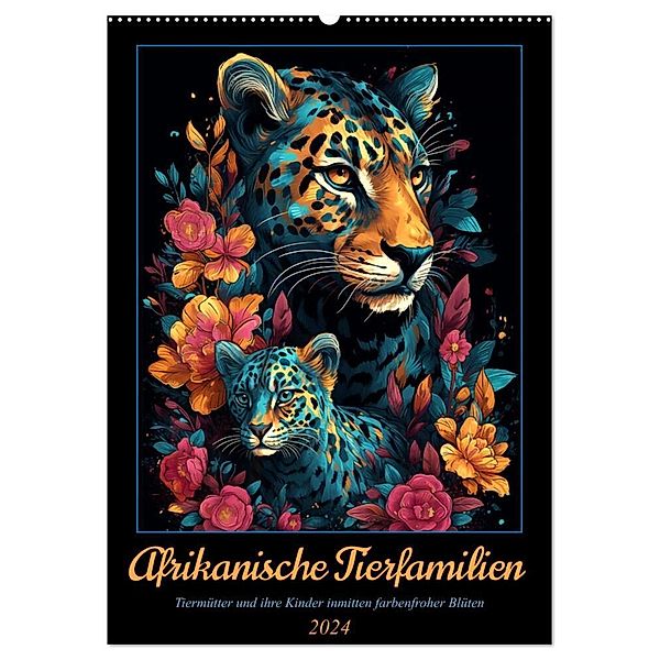 Afrikanische Tierfamilien (Wandkalender 2024 DIN A2 hoch), CALVENDO Monatskalender, Kerstin Waurick