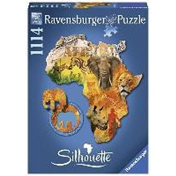 Afrikanischer Kontinent. Silhouette - Puzzle 1114 Teile