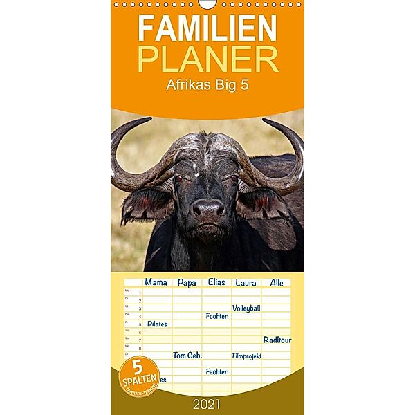 Afrikas Big 5 - Familienplaner hoch (Wandkalender 2021 , 21 cm x 45 cm, hoch), Wibke Woyke