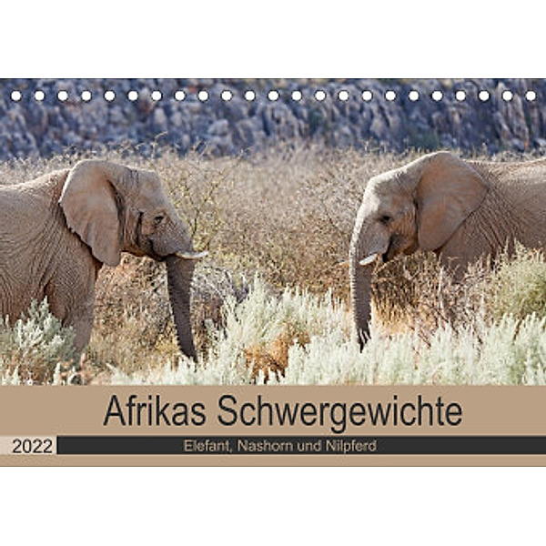 Afrikas Schwergewichte  Elefant, Nashorn und Nilpferd (Tischkalender 2022 DIN A5 quer), Britta Kärcher