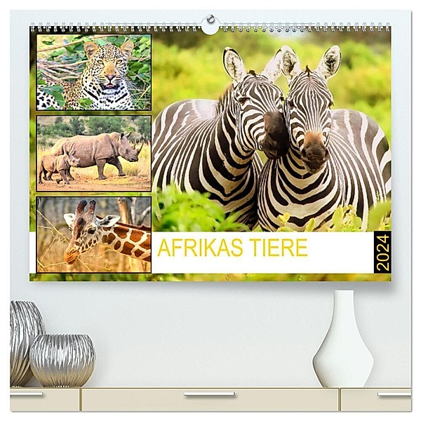 Afrikas Tiere. Majestäten in exotischer Wildnis (hochwertiger Premium Wandkalender 2024 DIN A2 quer), Kunstdruck in Hochglanz, Rose Hurley