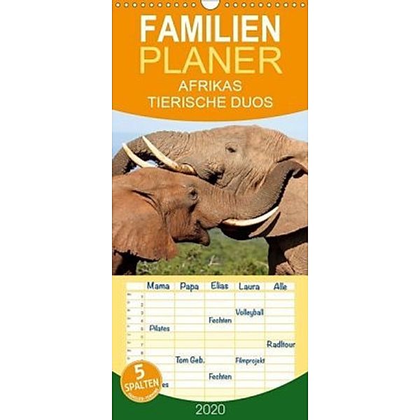 AFRIKAS TIERISCHE DUOS - Familienplaner hoch (Wandkalender 2020 , 21 cm x 45 cm, hoch), Wibke Woyke