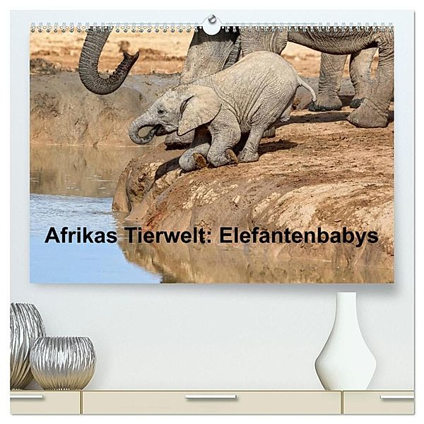 Afrikas Tierwelt: Elefantenbabys (hochwertiger Premium Wandkalender 2024 DIN A2 quer), Kunstdruck in Hochglanz, Michael Voss