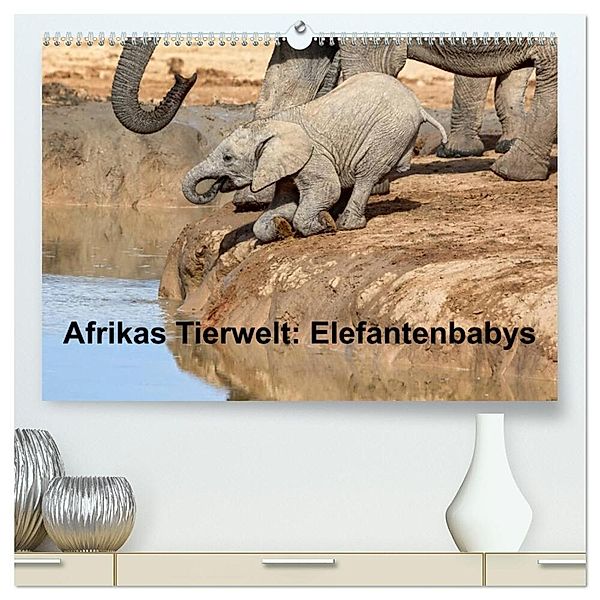 Afrikas Tierwelt: Elefantenbabys (hochwertiger Premium Wandkalender 2025 DIN A2 quer), Kunstdruck in Hochglanz, Calvendo, Michael Voß