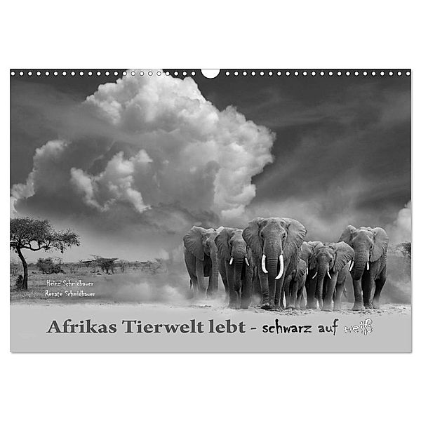 Afrikas Tierwelt lebt - schwarz auf weiß (Wandkalender 2024 DIN A3 quer), CALVENDO Monatskalender, Renate Schmidbauer, Heinz Schmidbauer