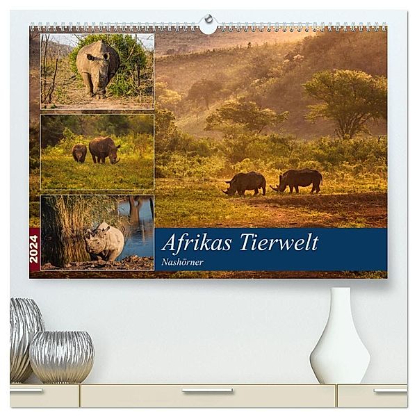 Afrikas Tierwelt: Nashörner (hochwertiger Premium Wandkalender 2024 DIN A2 quer), Kunstdruck in Hochglanz, Michael Voss & Doris Jachalke
