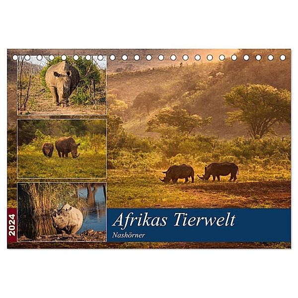 Afrikas Tierwelt: Nashörner (Tischkalender 2024 DIN A5 quer), CALVENDO Monatskalender, Michael Voß & Doris Jachalke