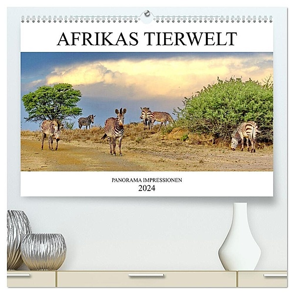 AFRIKAS TIERWELT Panorama Impressionen (hochwertiger Premium Wandkalender 2024 DIN A2 quer), Kunstdruck in Hochglanz, Calvendo