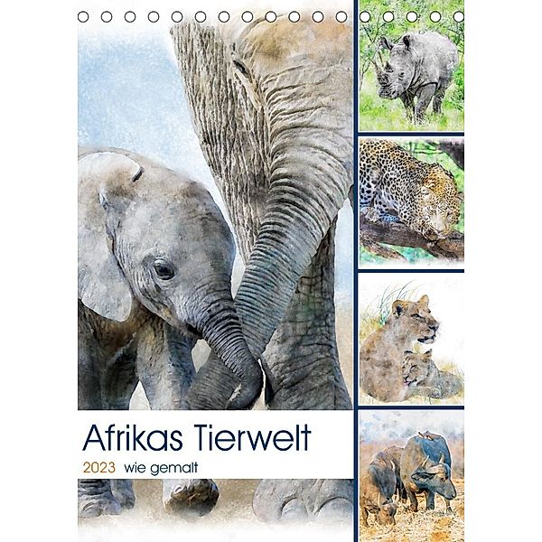 Afrikas Tierwelt - wie gemalt (Tischkalender 2023 DIN A5 hoch), Doris Jachalke, Michael Voß