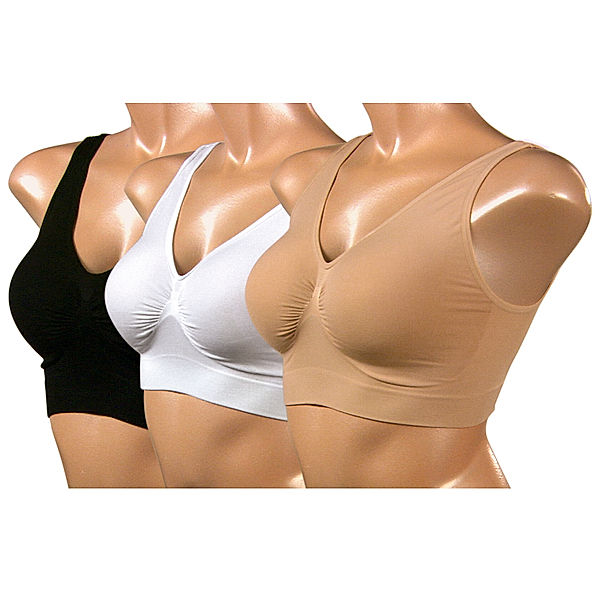 Ahh Bra Bustier-BH, 3er-Set, schwarz/weiß/hautfarbe (Größe: XXXL=46/48)