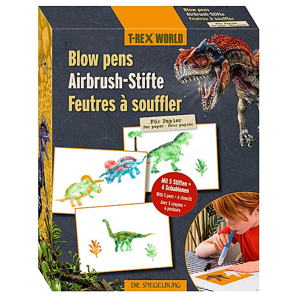 Die Spiegelburg Airbrush-Stifte T-REX WORLD - DINOS 6-teilig