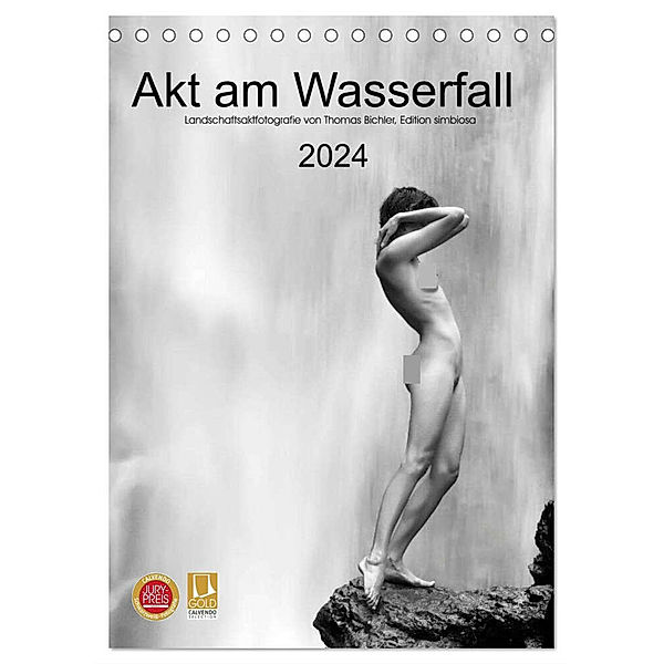 Akt am Wasserfall (Tischkalender 2024 DIN A5 hoch), CALVENDO Monatskalender, Thomas Bichler