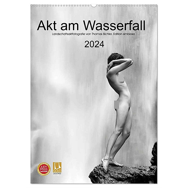 Akt am Wasserfall (Wandkalender 2024 DIN A2 hoch), CALVENDO Monatskalender, Thomas Bichler