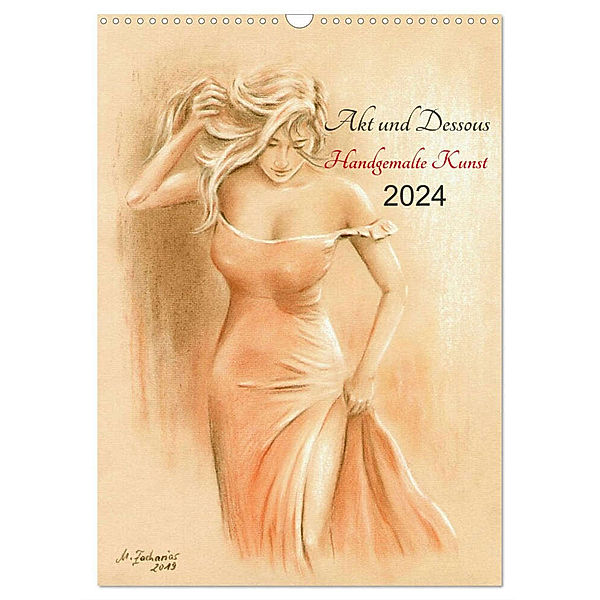 Akt und Dessous - Handgemalte Kunst (Wandkalender 2024 DIN A3 hoch), CALVENDO Monatskalender, Marita Zacharias