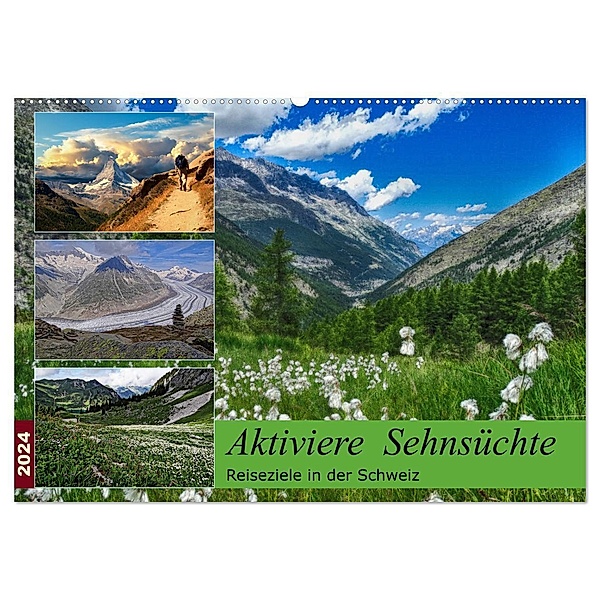 Aktiviere Sehnsüchte Reiseziele in der Schweiz (Wandkalender 2024 DIN A2 quer), CALVENDO Monatskalender, Susan Michel