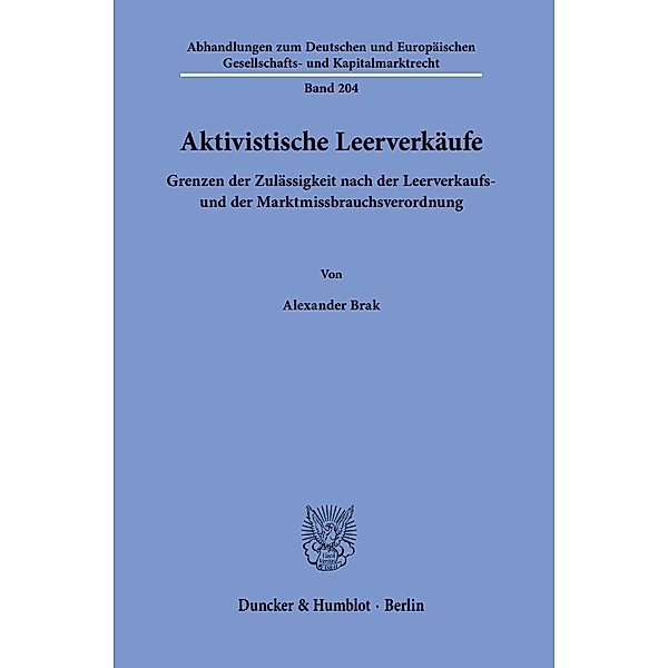 Aktivistische Leerverkäufe., Alexander Brak