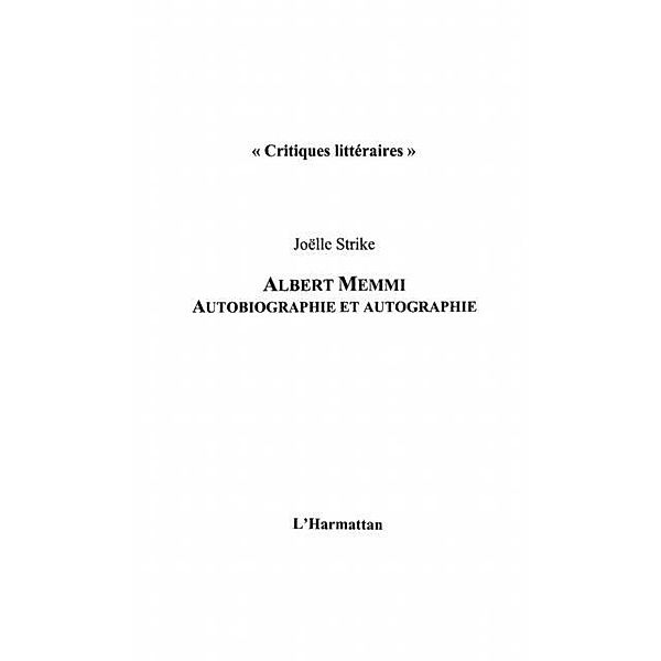 Albert Memmi autobiographie etautographie / Hors-collection, Strike Joelle