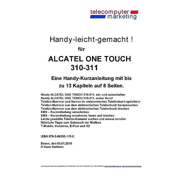 Alcatel One Touch 310-311-leicht-gemacht, Hans Rehbein