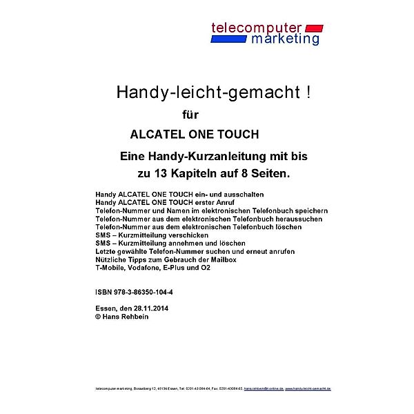 Alcatel One Touch-leicht-gemacht, Hans Rehbein