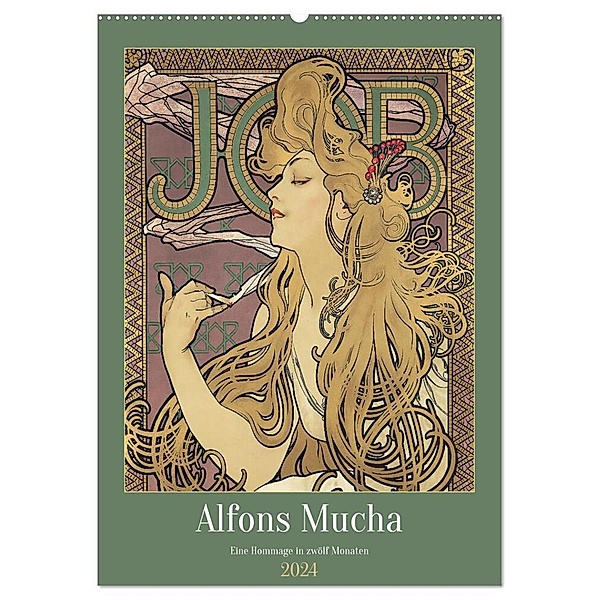 Alfons Mucha - Eine Hommage in zwölf Monaten (Wandkalender 2024 DIN A2 hoch), CALVENDO Monatskalender, Peter Balan