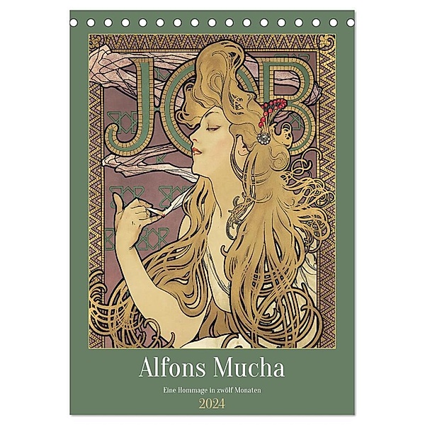 Alfons Mucha - Eine Hommage in zwölf Monaten (Tischkalender 2024 DIN A5 hoch), CALVENDO Monatskalender, Peter Balan