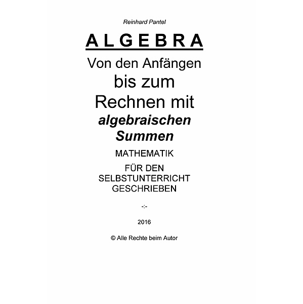 ALGEBRA - LEHRBUCH, Reinhard Pantel