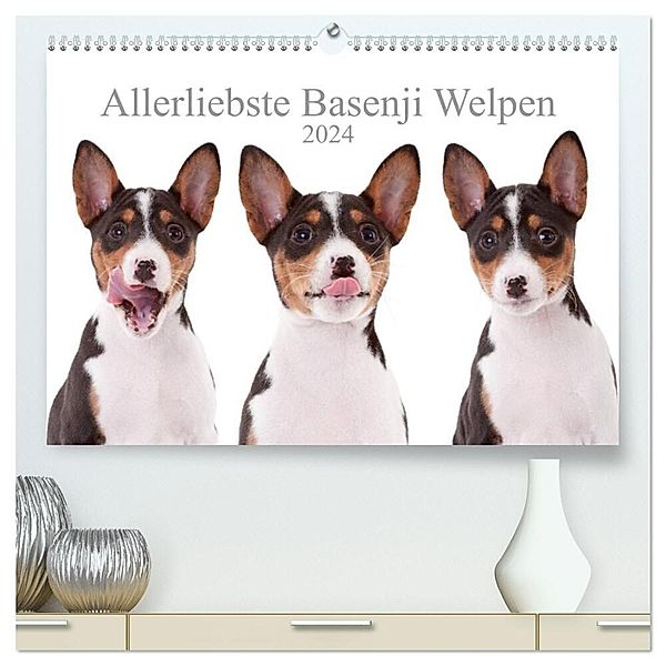 Allerliebste Basenji Welpen 2024 (hochwertiger Premium Wandkalender 2024 DIN A2 quer), Kunstdruck in Hochglanz, Angelika Joswig