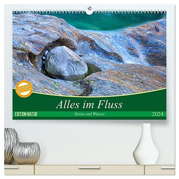Alles im Fluss - Steine und Wasser (hochwertiger Premium Wandkalender 2024 DIN A2 quer), Kunstdruck in Hochglanz, Martina Schikore