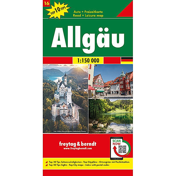 Allgäu, Autokarte 1:150.000, Top 10 Tips